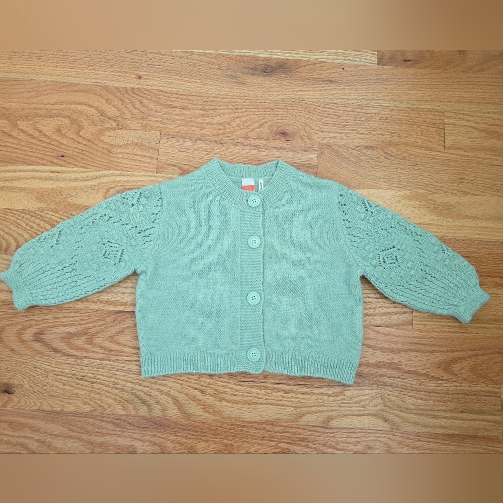 Green Knit Cardigan with Button Front